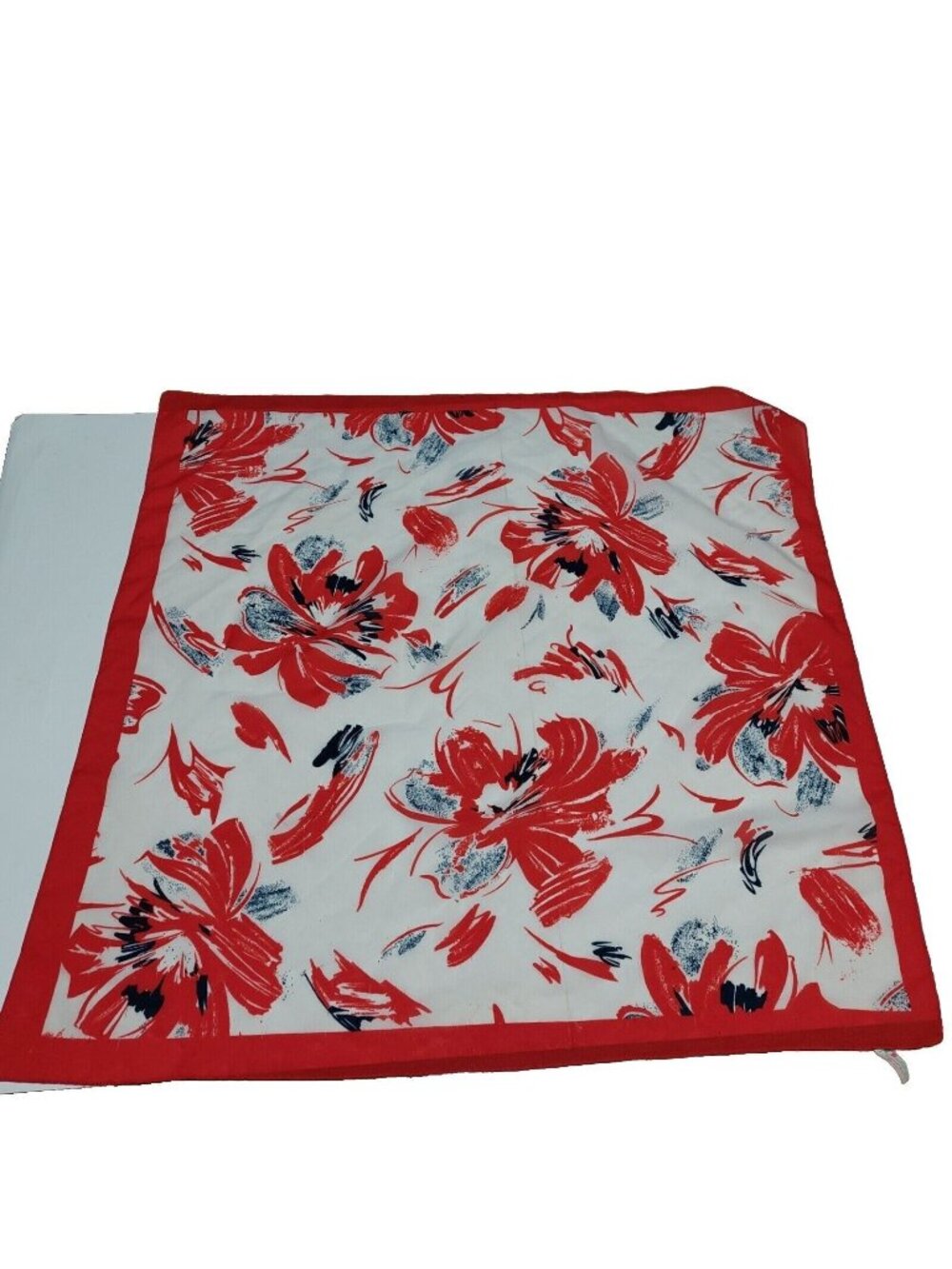 Scarf Made In Italy Mod Retro Floral Red White Vintage Square 29"